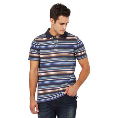 Big and tall blue striped print pique polo shirt